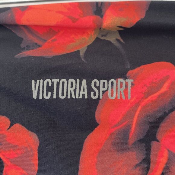 Victoria’s Secret sport leggings Black red floral print. Like new size medium. - Picture 3 of 10